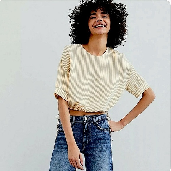 Zara Tops - ZARA Striped Crop Blouse